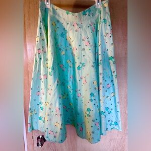 Voodoo Vixen Pastel teal and Vespa print flowing skirt , 1950’s style
